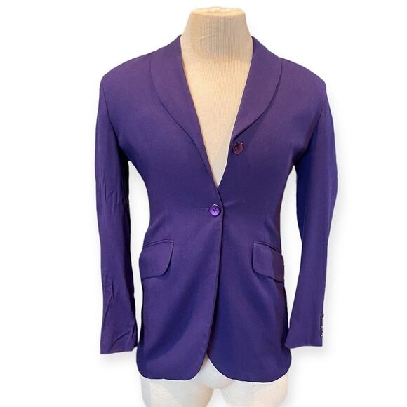 Vintage 80’s 90’s The Limited Collection Purple Jewel Tone Wool Blend Blazer S - Picture 1 of 10